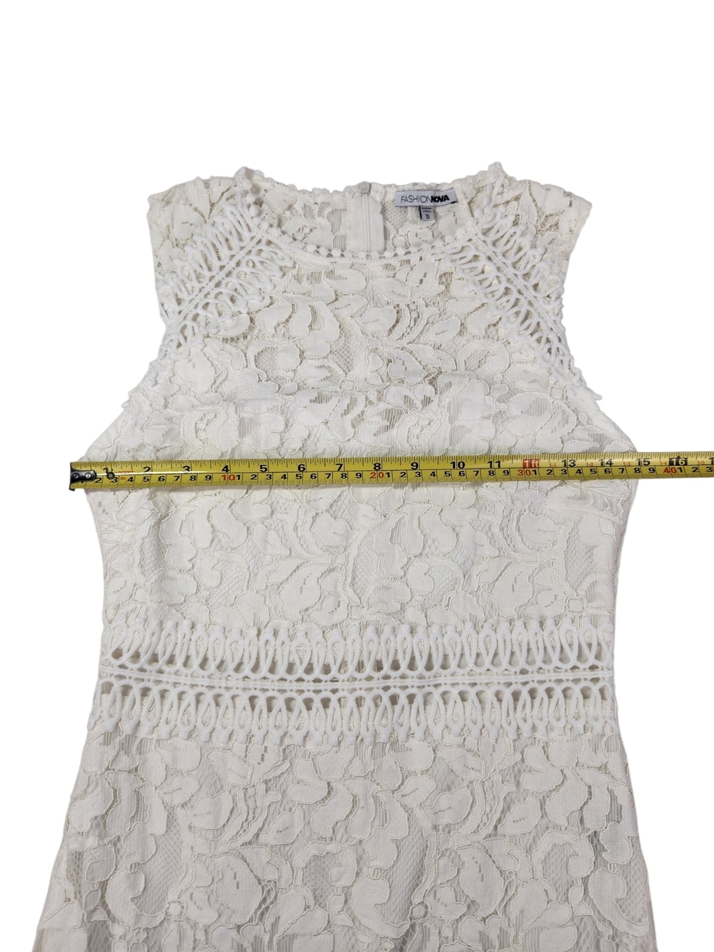 Fashion Nova White Lace Crochet Sheath Dress Small Bridal Shower Boho Mini Fairy - Picture 12 of 14